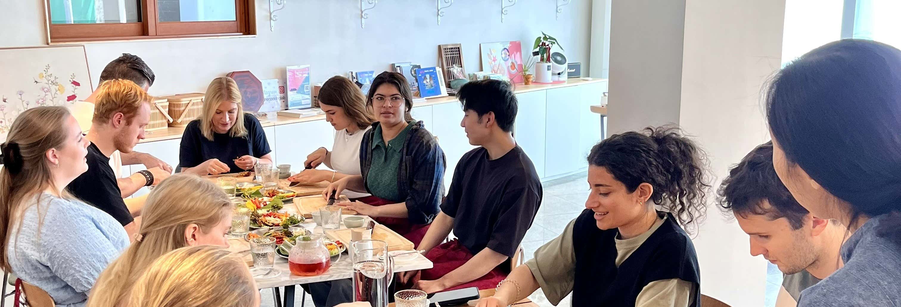 Clase de cocina coreana con comida
