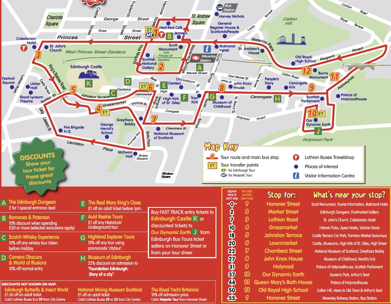 edinburgh bus tour route map