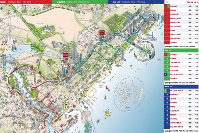 Dubai Big Bus Tour Route Map