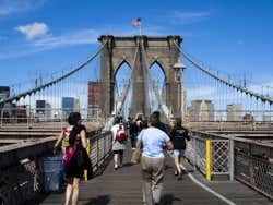 Atravessando a Ponte do Brooklyn