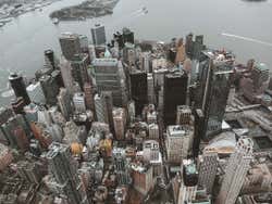 Vista aérea dos arranha-céus