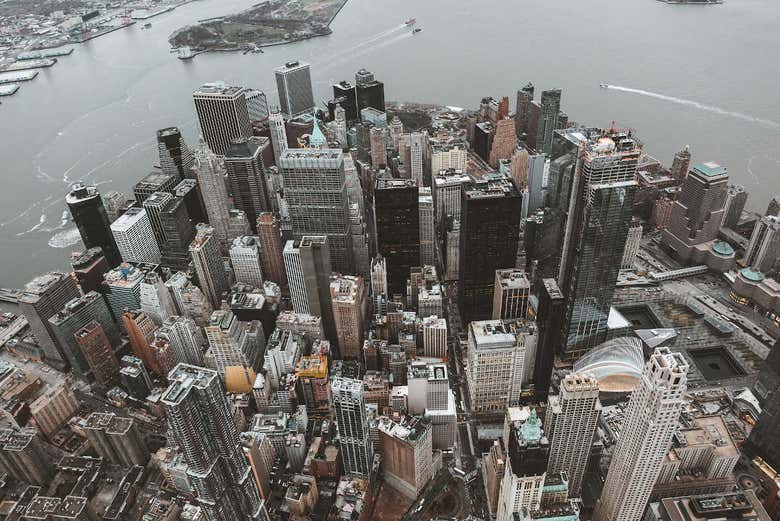 Vista aérea dos arranha-céus