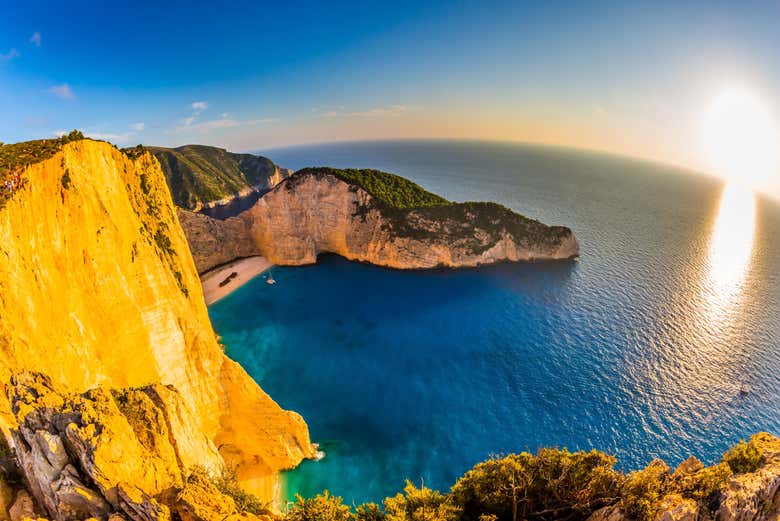 Visite De Zante Au Coucher De Soleil