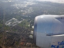 Llegando en avión a Ámsterdam