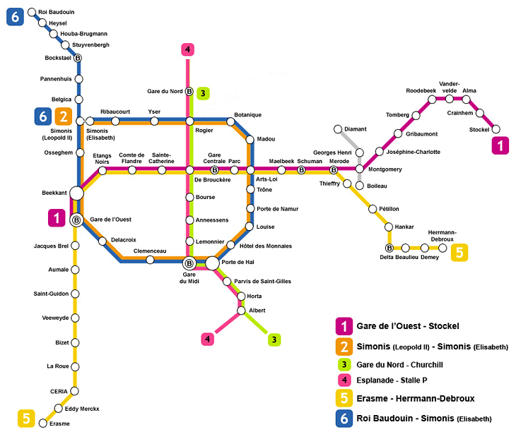 Brussels Metro Map Large