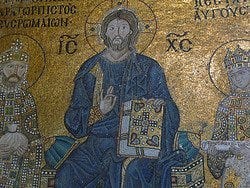 Constantino y Zoe adorando a Cristo en Santa Sofia
