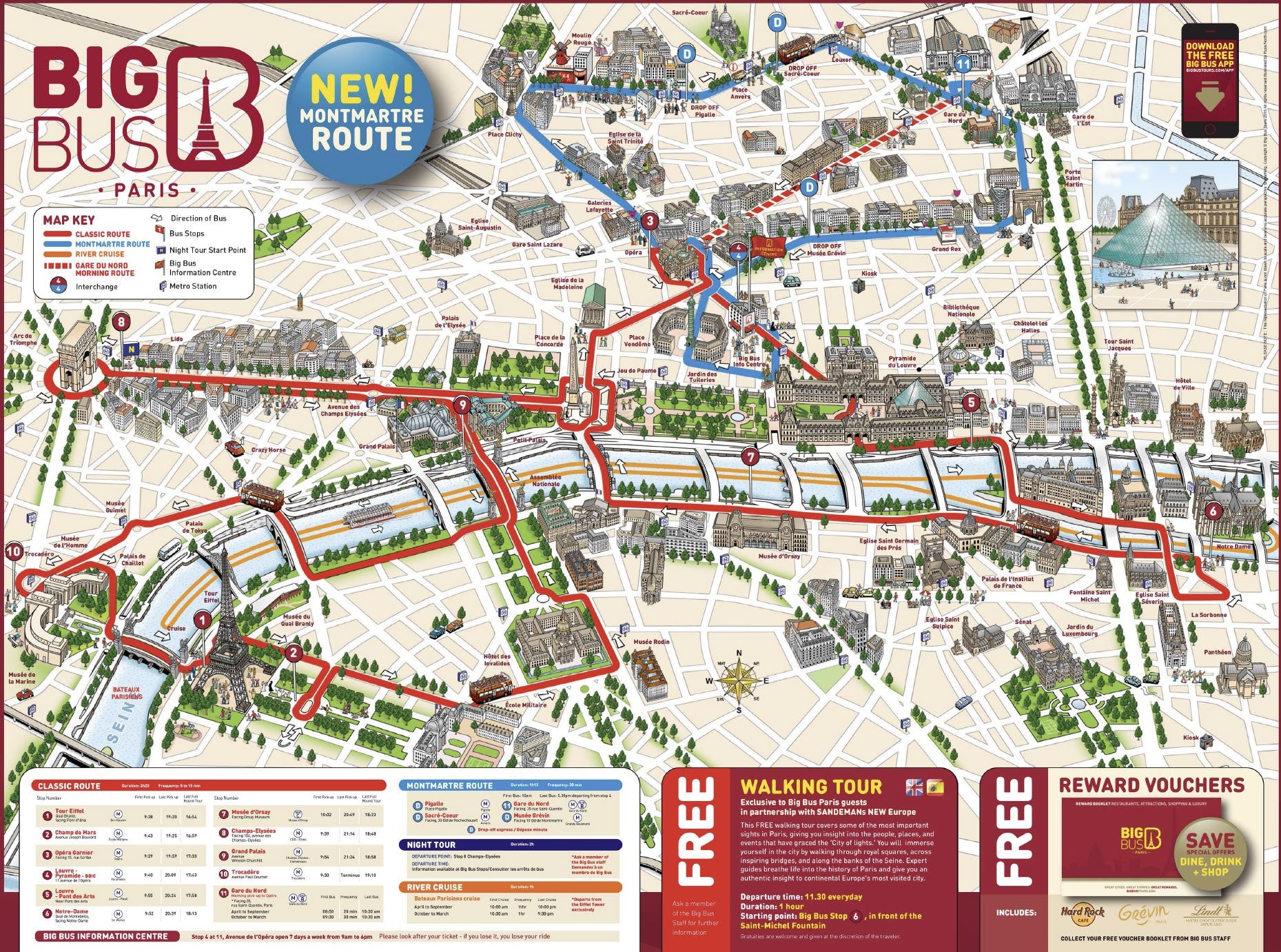 big bus tour paris route map