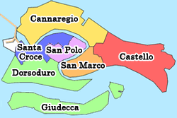 Sestieri de Venecia - Barrios y distritos de Venecia: los sestieri