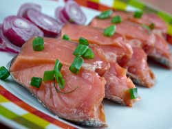 Rakfisk, trucha cruda