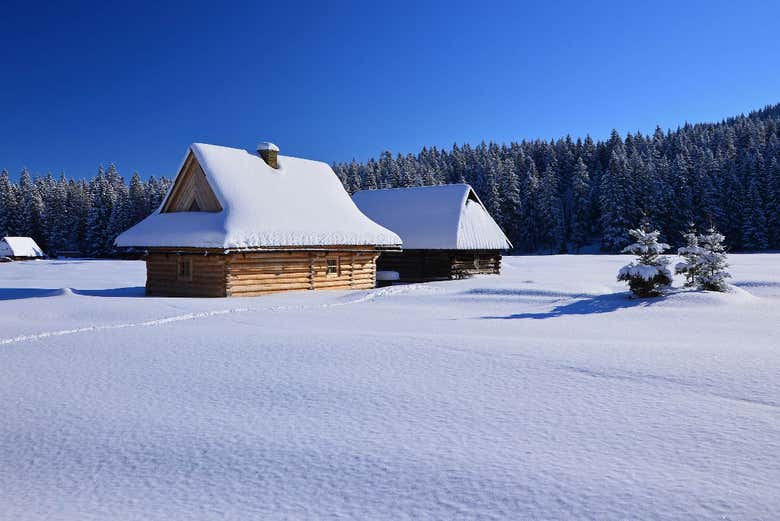 Paisagens nevadas dos Montes Tatras