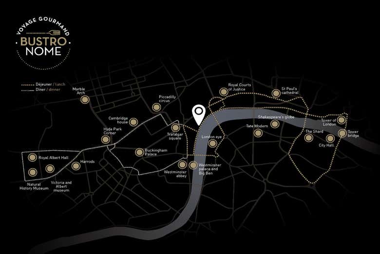 Roteiro do ônibus gastronômico de Londres