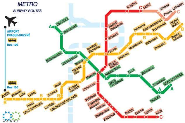 metro praga mapa Metrô de Praga   Preço, linhas, horários e mapa do metrô de Praga