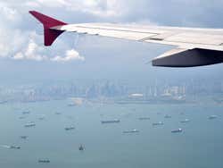 Chegando a Singapura, vistas do aviao