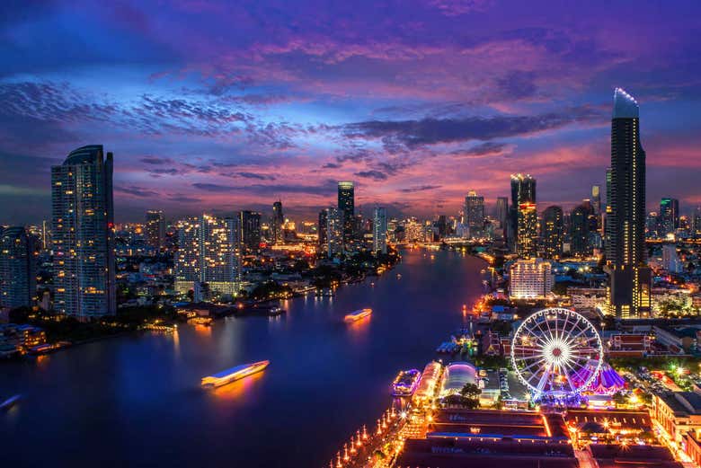 Vistas nocturnas de Bangkok